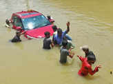 Heavy rain causes waterlogging, traffic jams