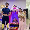 Charu and Rajeev with Ganpati at home