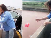 Pictures of Pakistani actress Resham go viral after she gets slammed for throwing plastic in river