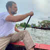 Photos of Rahul Gandhi rowing snakeboat in Kerala
