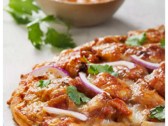 Leftover Butter Chicken Pizza