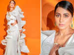 Hina Khan slays in a white ruffled saree