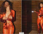 Zendaya looks fiery in an orange leather co-ord set and the internet can't keep calm, see pictures