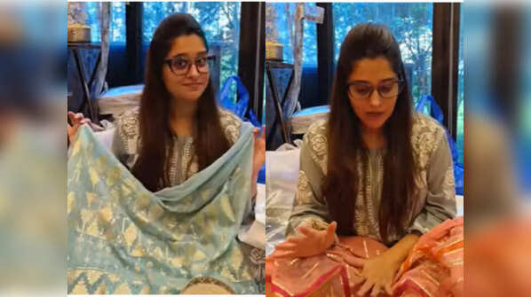 Showing her haldi and mehendi-baraat outfit