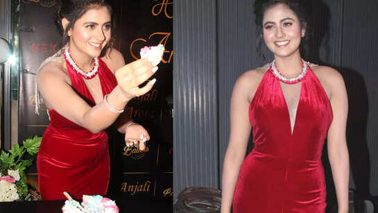 Anjali Arora wears a red outfit at her birthday bash; netizens say 'She is looking like aunty ji'