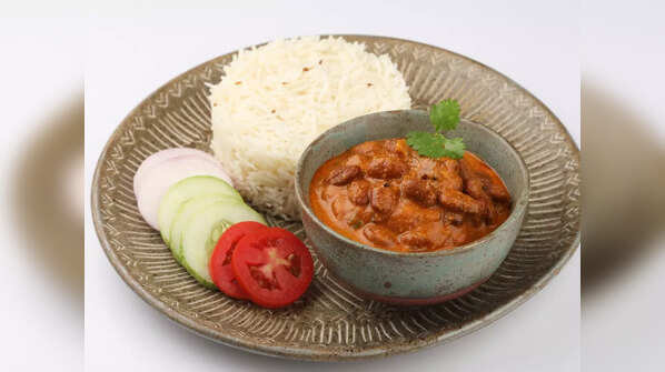 A bowl of salad to go with the rajma rice