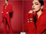 Deepika Padukone commands attention in a fiery red power suit, see pictures