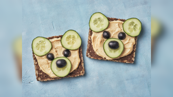 Cucumber hummus toast