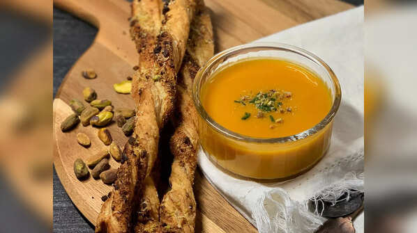 Smoky Pumpkin Soup With Pistachio Twists