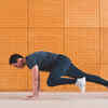 Jumping jacks and squat, curl, press