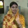 BJP's Rivaba Jadeja casts her vote in Rajkot. She is contesting from Jamnagar North.