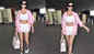 35-year-old Sonal Chauhan rocks casual airport look in a white sports bra and shorts