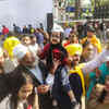 AAP supporters celebrate at party office in Delhi