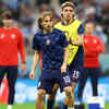 Croatia's Luka Modric and Borna Sosa during the warm up before the match