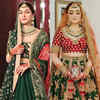 Green and red lehenga bridal best sale