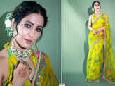 Hina Khan in a yellow floral saree is the style inspiration we need right now, see pictures