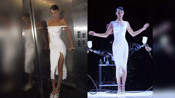Spray dress at Coperni show