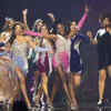 Miss Angola Swelia Da Silva Antonio walks onstage with fellow contestants for the start of the 71st Miss Universe Beauty Pageant.