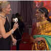 Grammy Nominee Annette Philip wears a kanchipuram saree to the Grammy Awards 2023.