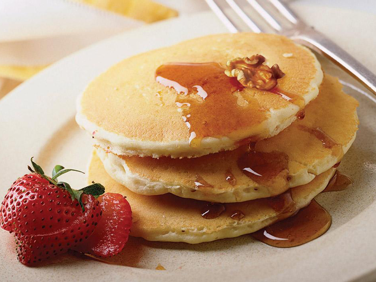 Banana Walnut Pancake with Fruit Medley Recipe