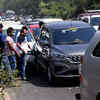 Around seven cars collided on Sion-Panvel highway opposite Kharghar railway station towards Mumbai on Monday. No injuries were reported.