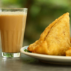 Having snacks with tea