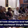 Article image for: PM Modi holds delegation-level talks with Italian counterpart Giorgia Meloni
