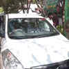 A CBI team arrives at the residence of Misa Bharti in New Delhi