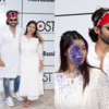 Debina Bonnerjee and Gurmeet Choudhary arrive to celebrate Holi