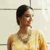 Article image for: Stunning in a mustard color <i class="tbold">resham</i> work saree