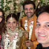 Vikas Kalantari and wife Priyanka pose with the couple