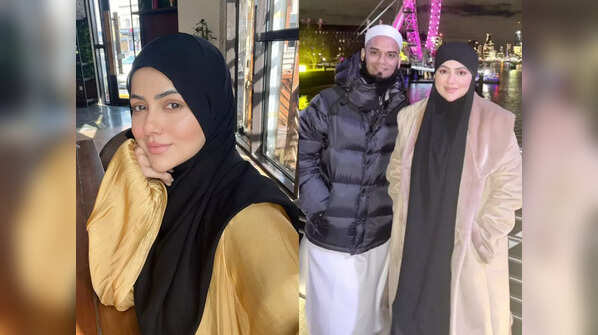 Mom-to-be Sana Khan sets new beauty standards in abayas and hijabs, take a look at her glowing pregnancy photos