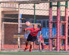 Senior citizens show off their skills on the football field