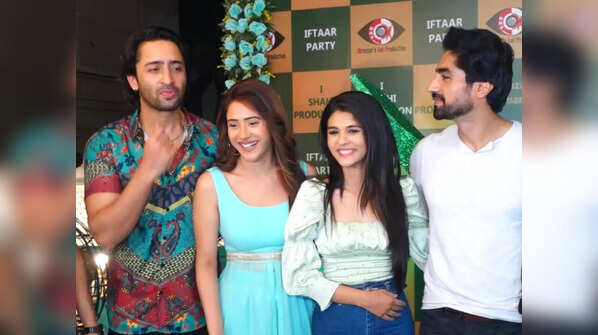 Shaheer Sheikh and Harshad Chopda pose with Hiba Nawab and Pranali Rathod