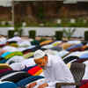 Article image for: Muslims offer prayers at <i class="tbold">eidgah</i> ground in Jammu.