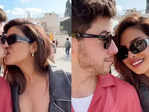 Priyanka Chopra and Nick Jonas share a kiss in front of the Colosseum in Rome