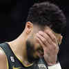Article image for: Tatum reacts during the first round