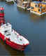 This is a floating hotel in Amsterdam housed inside a lightship