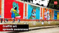 Delhi: Artists spread awareness on Covid, pollution through their graffiti 