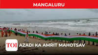Mangaluru: 75-metre and 100-metre flags displayed at Chitrapur beach as part of Azadi Ka Amrit Mahotsav celebrations 