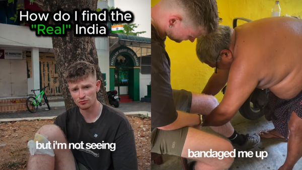 Foreigner falls and hurts leg in India, what locals did next is winning the internet