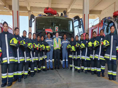 Kempegowda International Airport inducts 14 women fire fighters, only one in the country