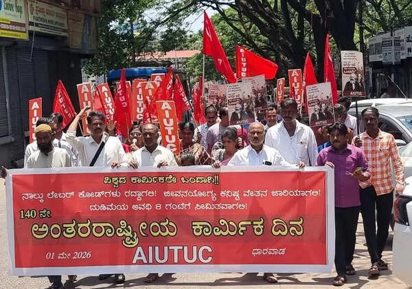AITUC rallies in Dharwad on May Day, flags erosion of labour rights