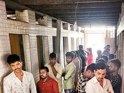 Social distancing in a toilet queue?