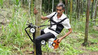 Watch: Mangaluru farmer develops ingenious 'bike' to climb areca nut tree 