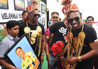 Chennai: DJ Bravo meets students at a felicitation event 