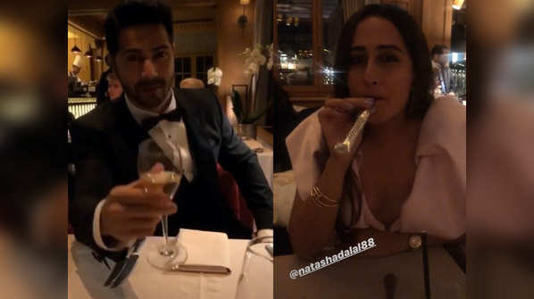 ​Varun Dhawan and Natasha Dalal made for one fashionable couple as they raised a toast to the New Year