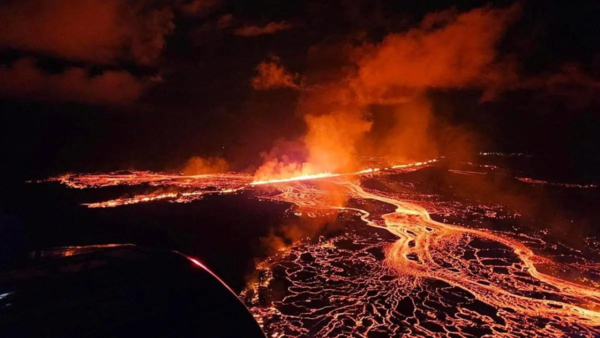 ​Iceland Volcano erupts again: Terrifying images show fiery red lava spewing into the air​