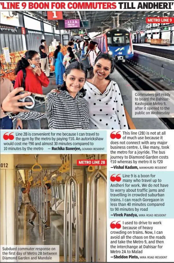 On Day One, robust response to Mumbai Metro 9, tepid for Line 2B