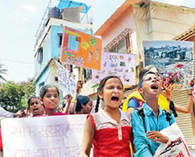 Malwani schoolgirls take out rally over garbage, no toilets